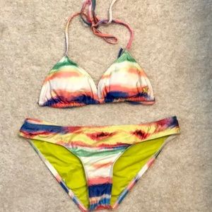 Hurley multicolor bikini set, size XS